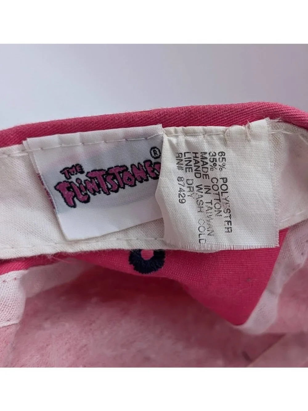 Vintage Pebbles Flintstone Bedrock U University Snapback Hat Pink Purple 90s Cap